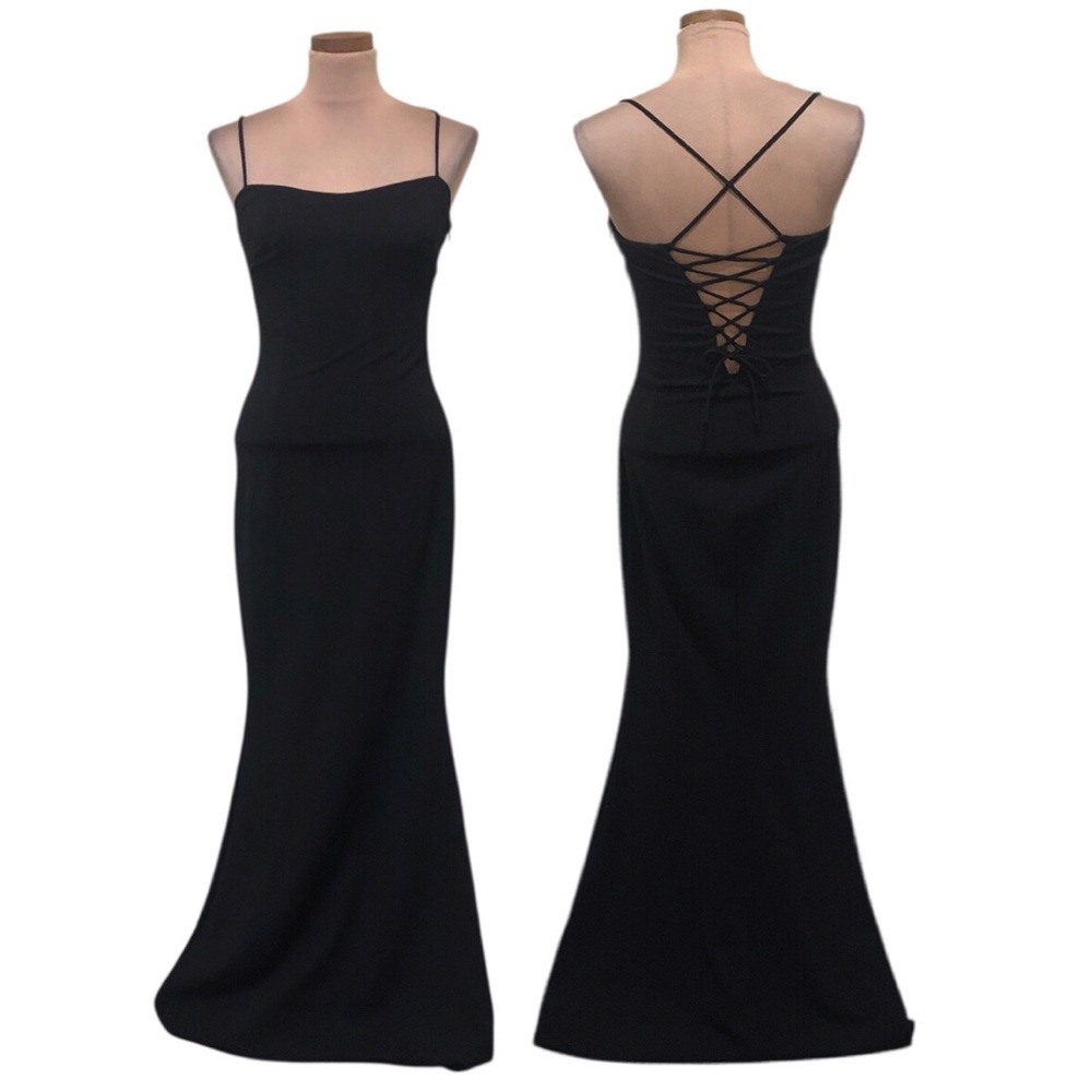 Katie May Maxi Dress Size 6 Black Corset Lace Up Back